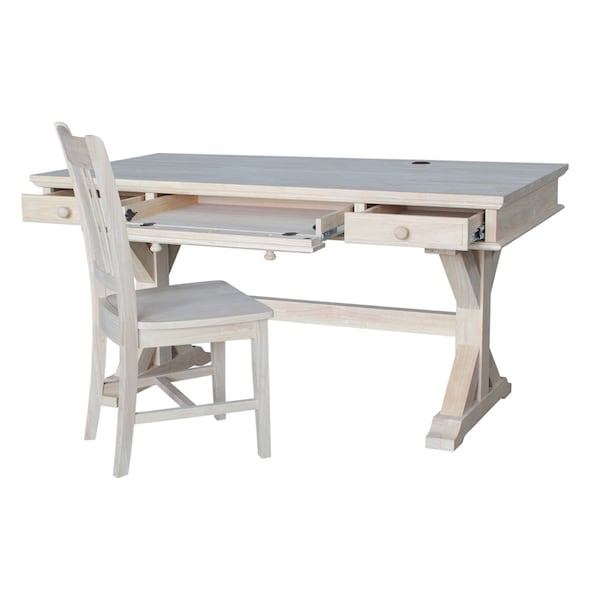 International Concepts Executive Desk, with Canyon Base 32 in D X 32 H, 30 W X Hardwood, Unfinished K-OF64T-64C - main
